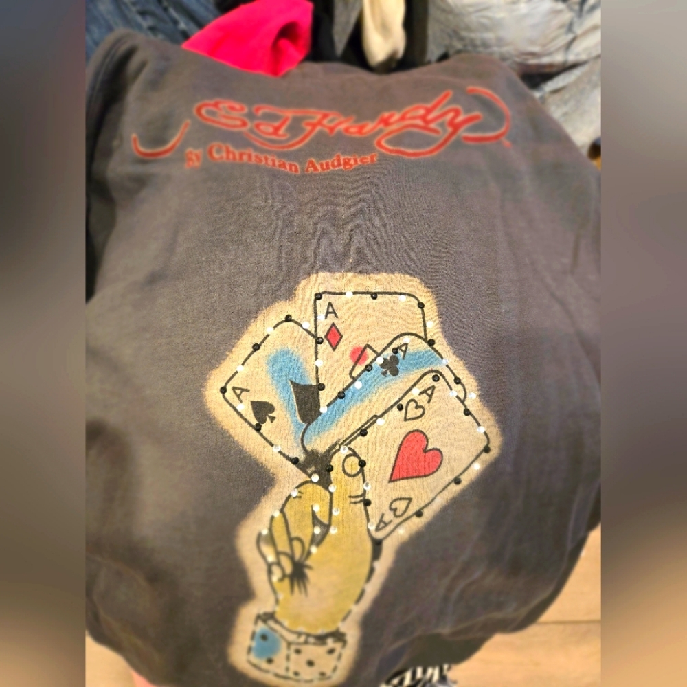Ed Hardy Zip Hoodie Vegas Play Cards Dice Size L